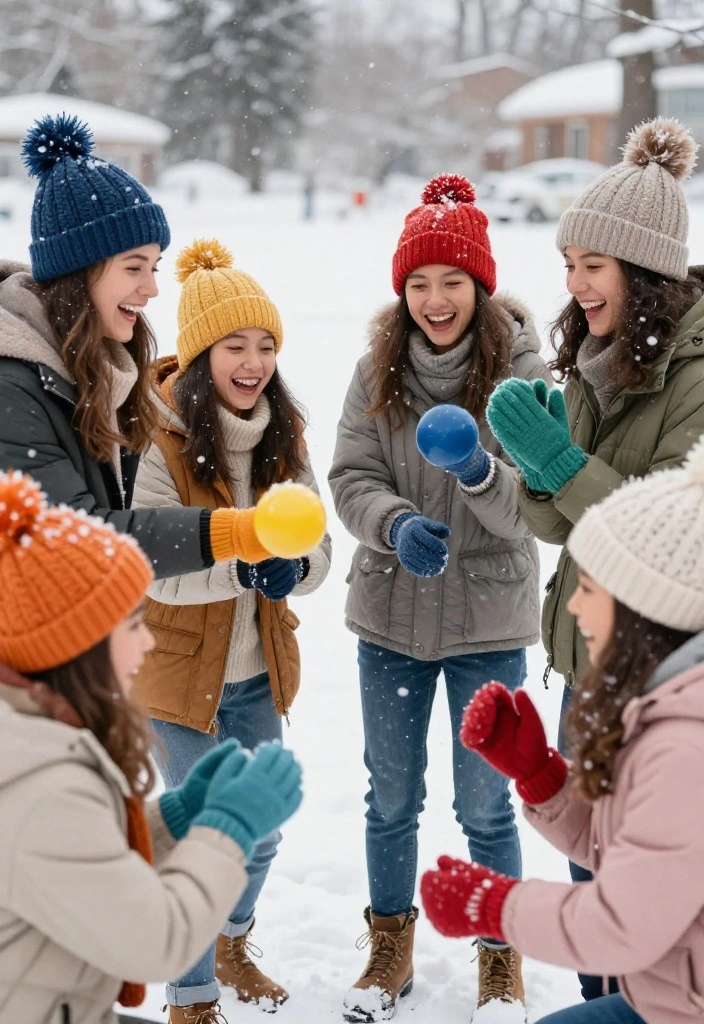 15 Winter Wonderland Outfit Ideas for Women for Photos - 6. Colorful Beanies and Mittens Pairings 1