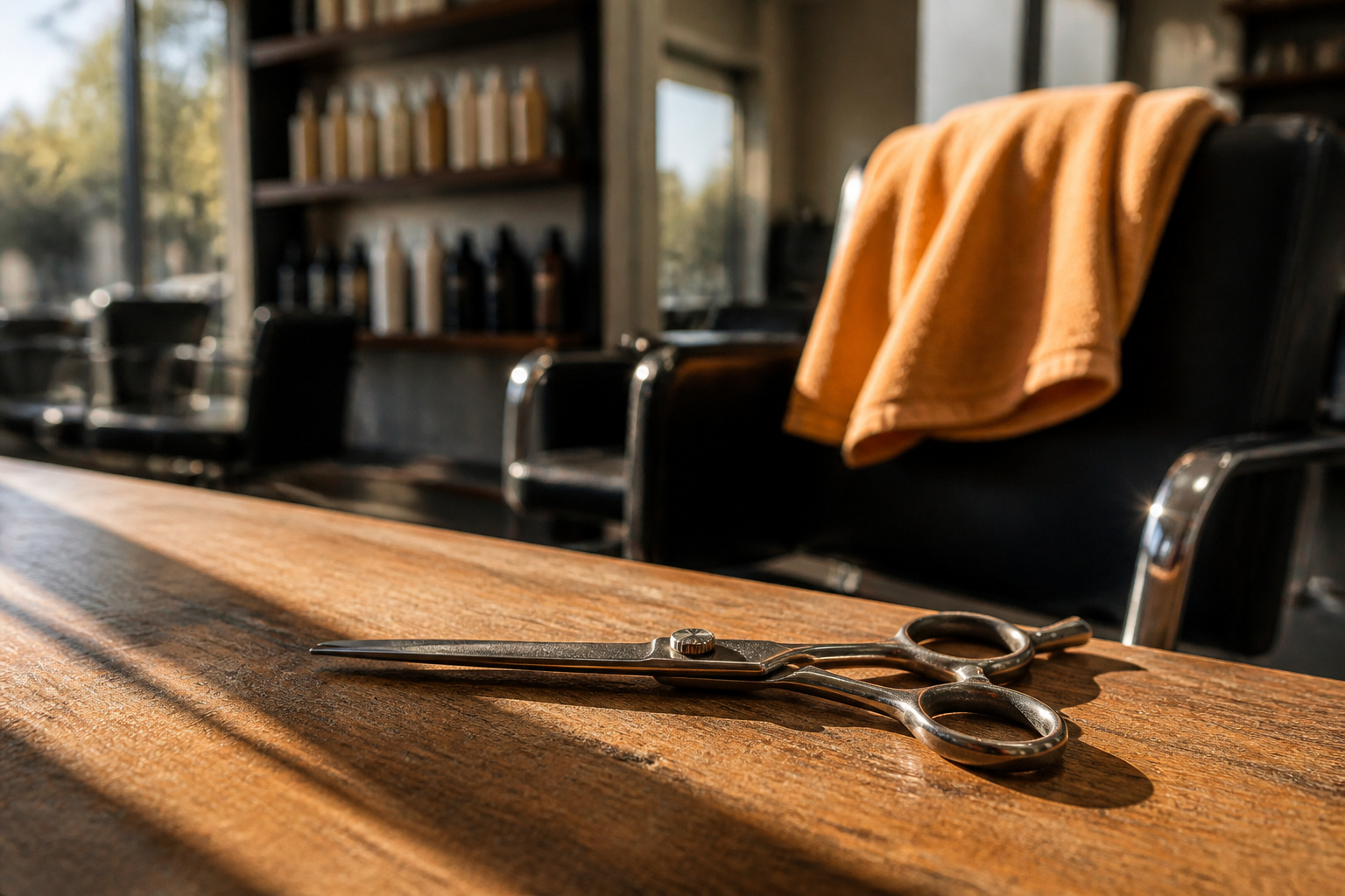 A stylist cuts a client's hair in a busy Supercuts salon.