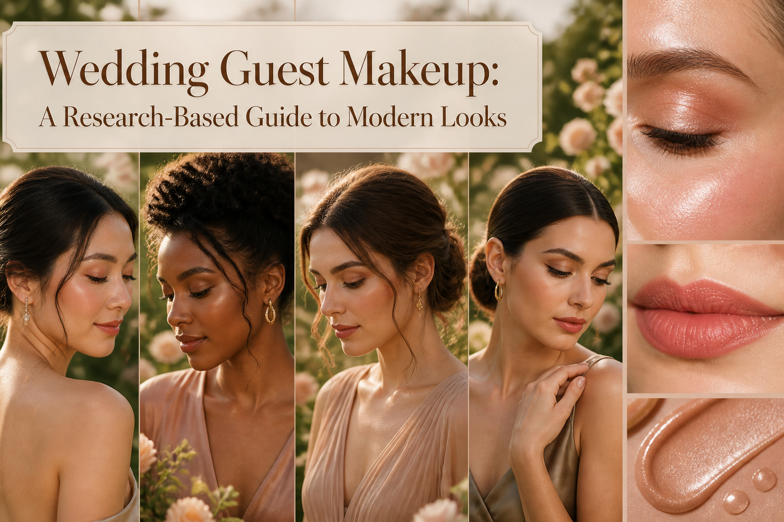A model with elegant makeup at a wedding, showcasing contemporary style.