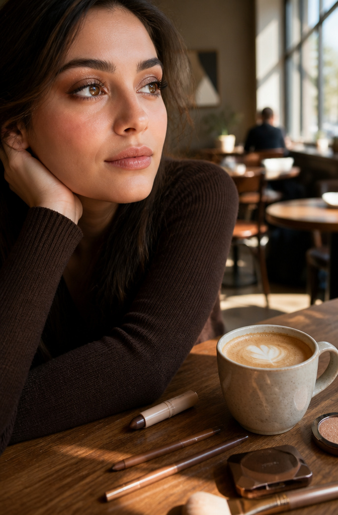 11 Fun Makeup Ideas for Brown Eyes in 2026 2 Model with soft brown eyes wearing bronze eyeshadow.