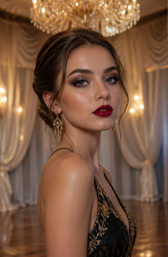 Unique Prom Makeup: 10 Looks for the Night, From Soft Glam to Vintage and Beyond 2 A model with a deep red lip and smoky eye makeup.