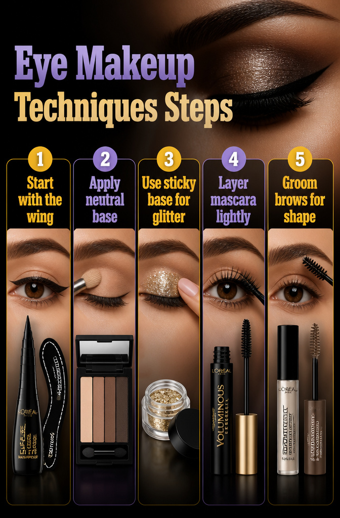 7 Makeup Ideas for a Black Dress: Work to Night 2026 11 Information image detailing eye makeup techniques for black dress.