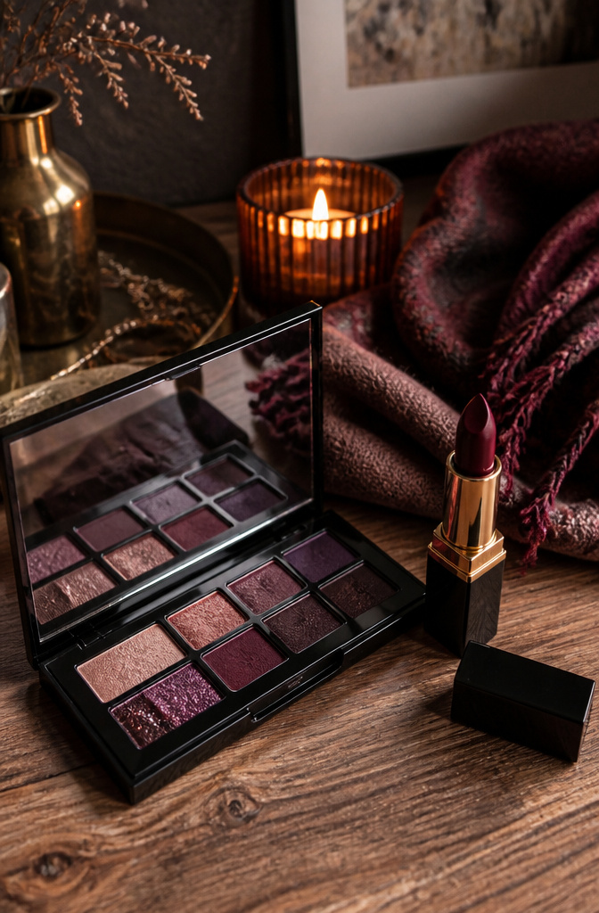 Dark Makeup Looks: 20 Bold Eye Styles for 2026 3 Model with sultry smoke eyes in burgundy and plum tones.