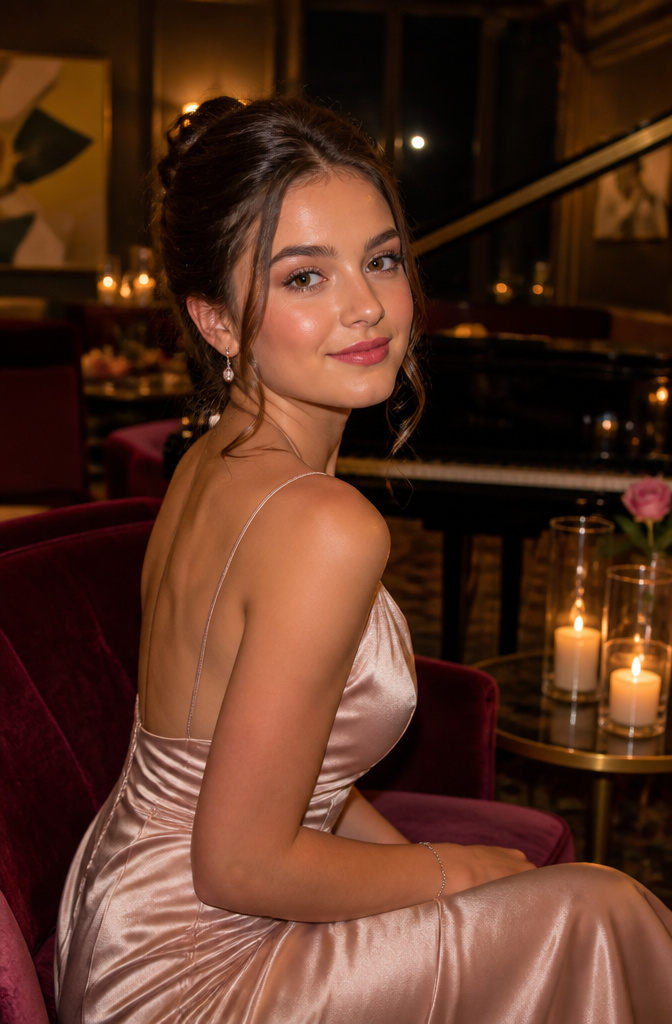 Unique Prom Makeup: 10 Looks for the Night, From Soft Glam to Vintage and Beyond 4 A model with soft glam makeup, highlighting her satin-finish skin.