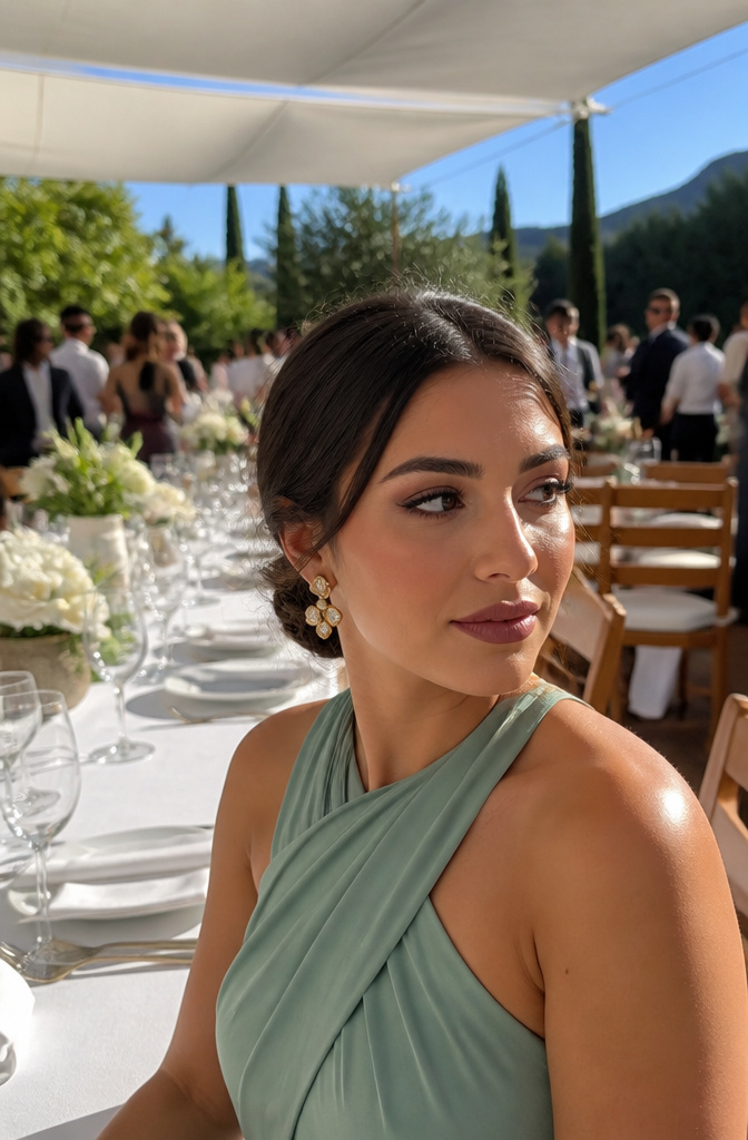 Wedding Guest Makeup: A Research-Based Guide to Modern Looks 4 A model with long-wear matte makeup, showcasing a flawless complexion outdoors.