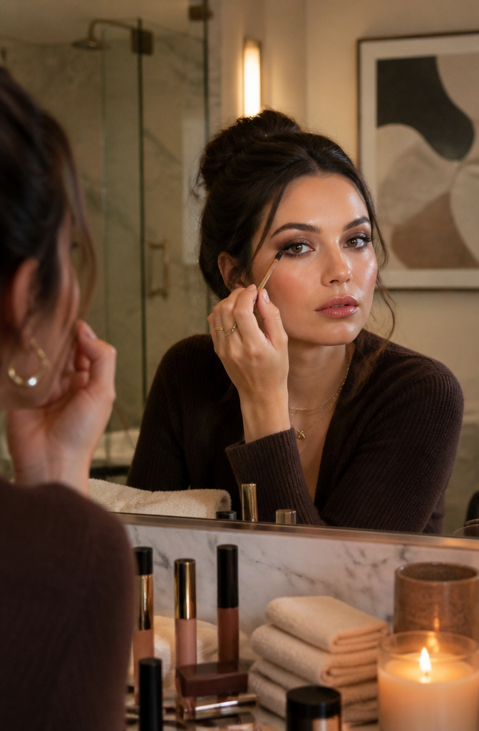 12 Hooded Eyes Makeup Styles That Keep Color Visible 6 Model's eyes with a smoky haze on the lower lash line.