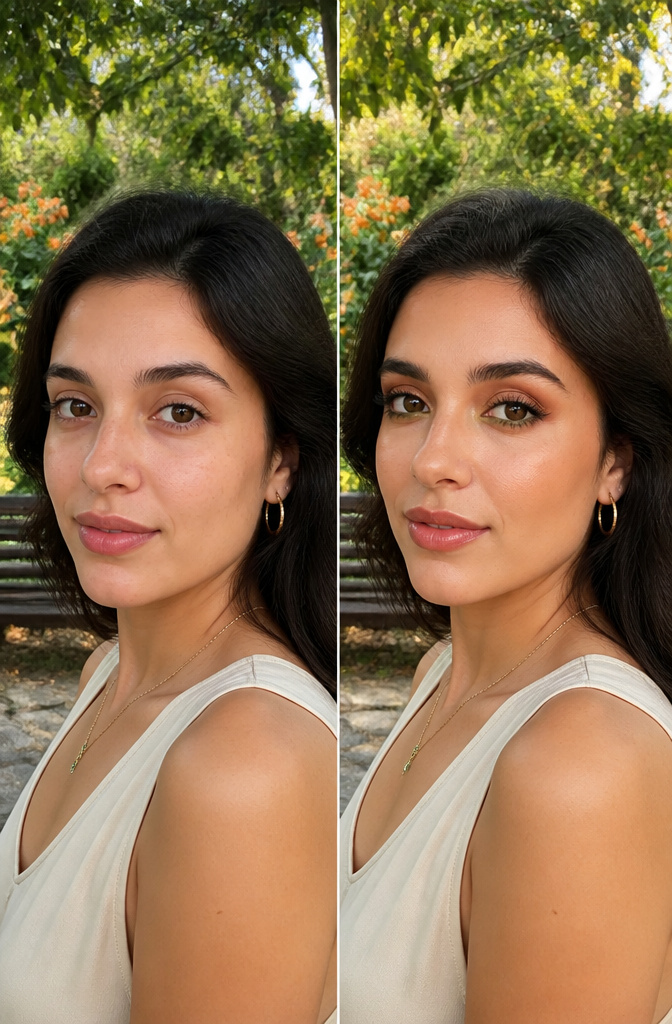 11 Fun Makeup Ideas for Brown Eyes in 2026 8 Model with green eyeshadow blended with copper.
