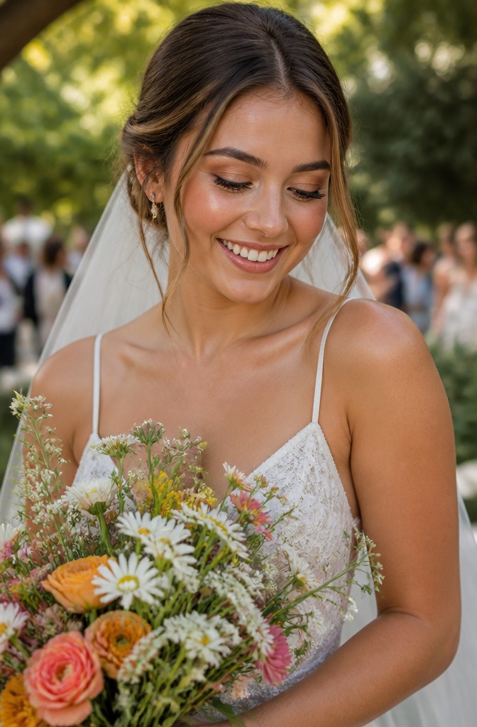 Natural Wedding Day Makeup: A 2026 Guide to Styles and Methods 8 Bride with radiant skin and soft glow in a natural makeup look.