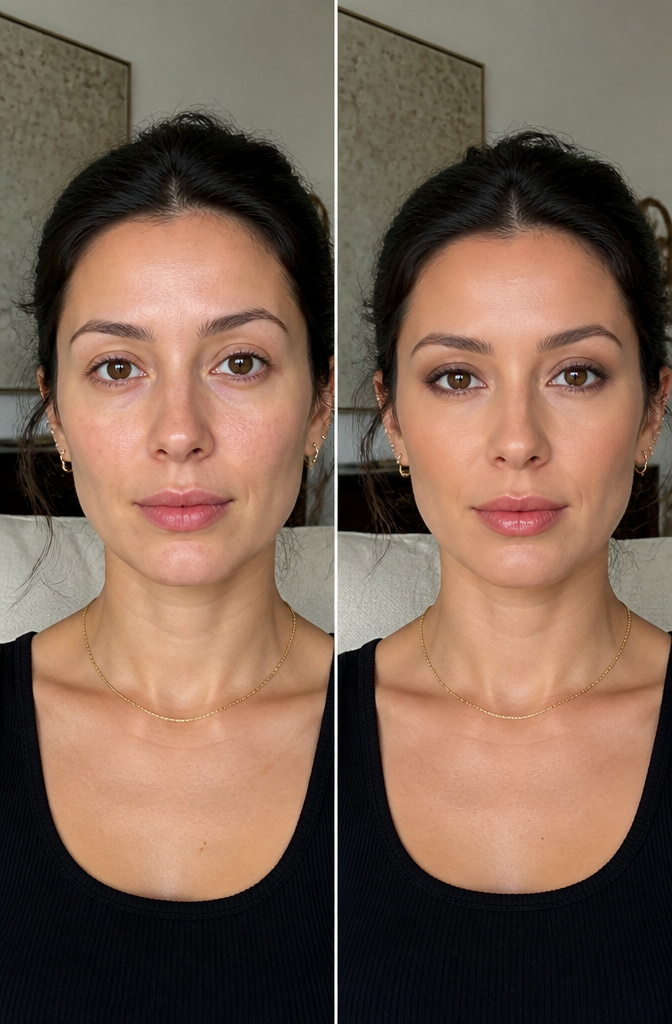 Makeup With No Lashes: A 2026 Guide to Full Looks 9 Model showcasing makeup that emphasizes features without lashes.