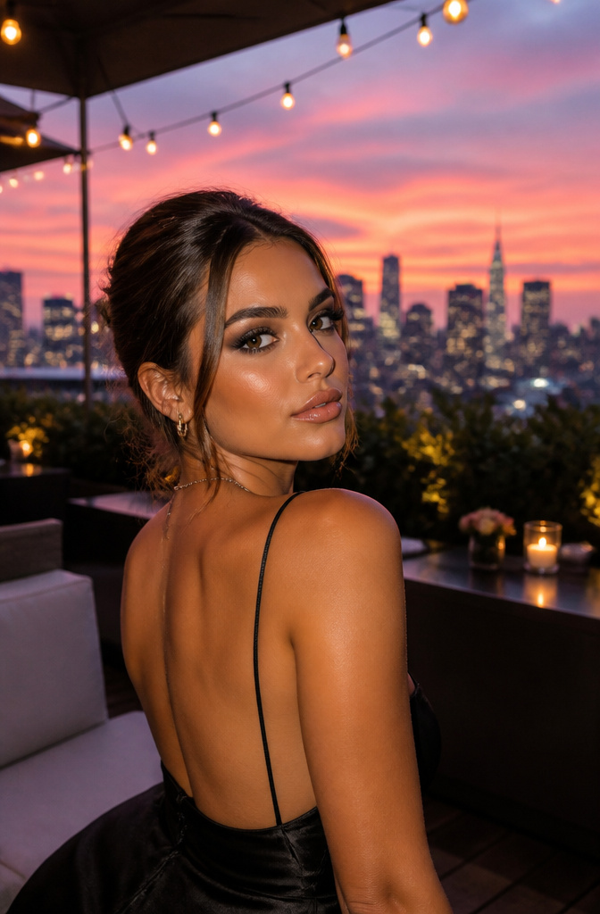 Unique Prom Makeup: 10 Looks for the Night, From Soft Glam to Vintage and Beyond 9 A model showcasing a smoky eye makeup look with a nude lip.