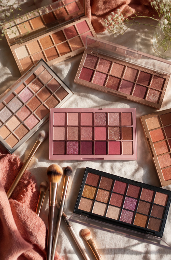 7 Steps: Pink Eyeshadow Tutorial for Soft to Smoky Looks (2026) 9 Photograph of different DE'LANCI pink eyeshadow palettes.