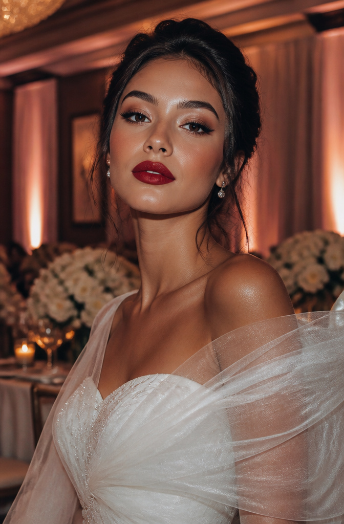 Unique Prom Makeup: 10 Looks for the Night, From Soft Glam to Vintage and Beyond 10 A model with a brick-red lip and minimal eye makeup.