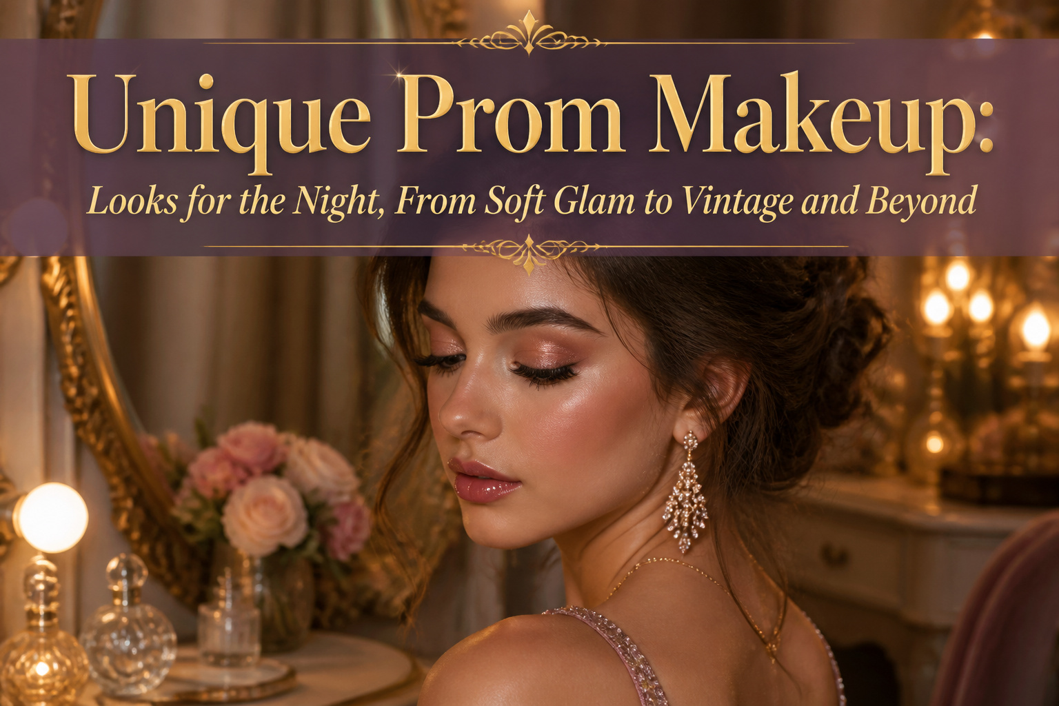 A collage of various unique prom makeup looks displayed together.
